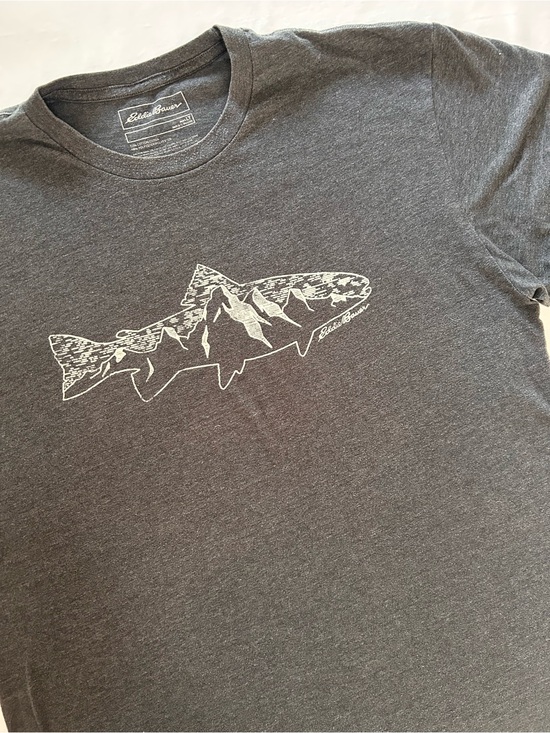 Eddie Bauer Other - Eddie Bauer Fish Mountain Graphic Tee LT Gray Outdoors Shirt